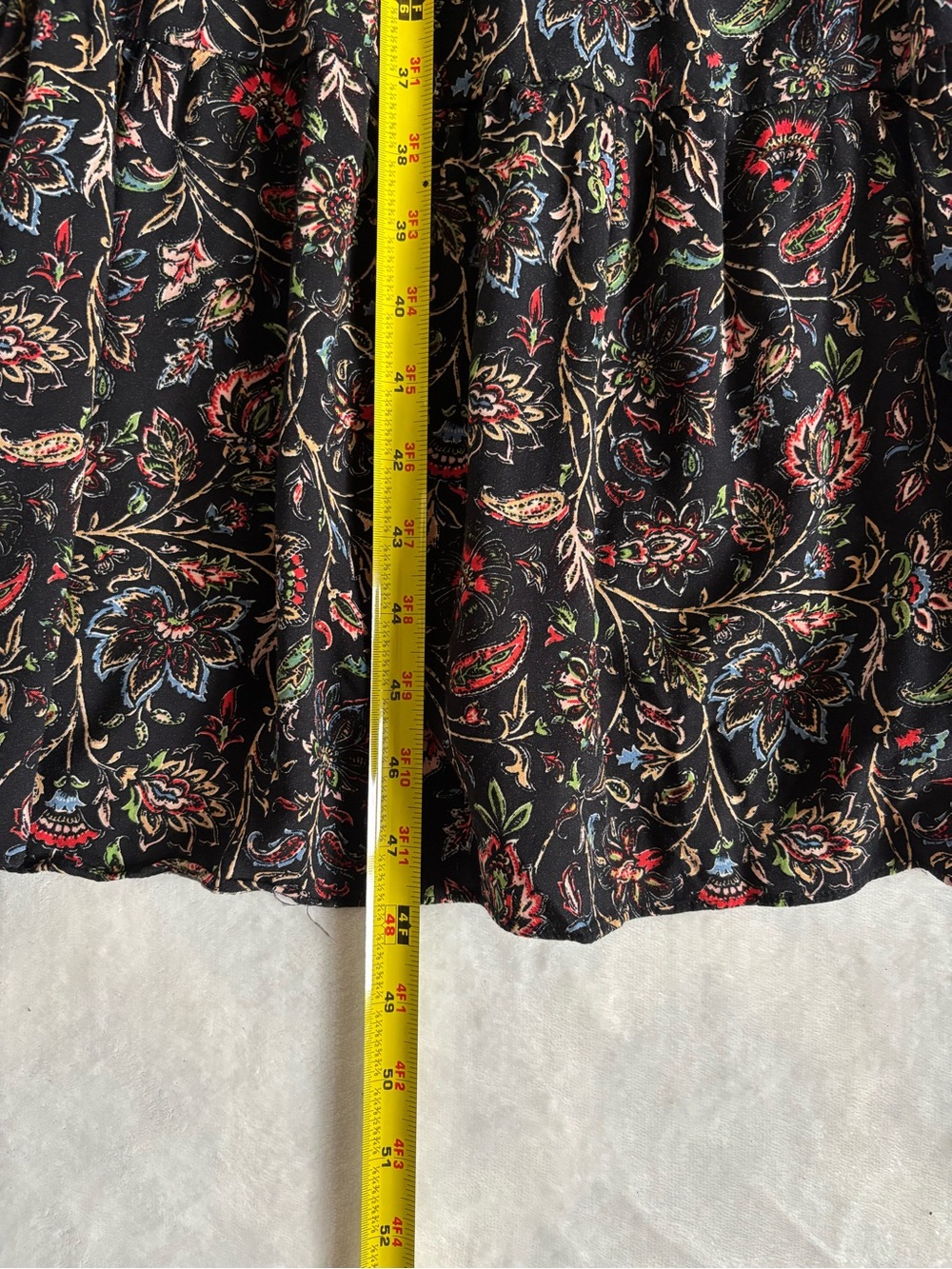 Jessica Howard Paisley Tiered Floral Maxi Dress Long Sleeve Black Boho Size 12/L - Picture 5 of 13